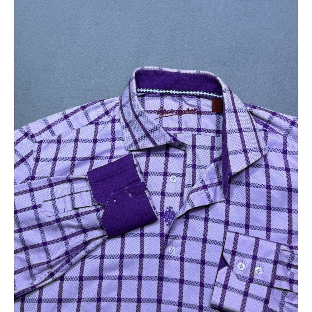 Robert Graham Shirt Mens L Purple Geometric Luxury Designer Loud Dadcore